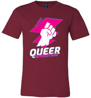 maroon queer revolution fist modern cut funny cute gay slang lgbtq gay queer trans transgender pride shirt tshirt