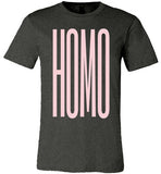 heather grey sexy slim modern cut homo big pink lettering funny cute gay slang lgbtq gay pride shirt tshirt