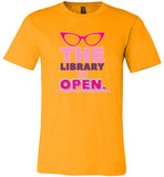 yellow gold the library is open rupauls drag race modern cut funny cute gay slang lgbtq gay queer trans transgender pride shirt tshirt