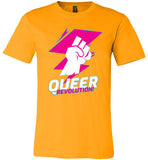 yellow gold queer revolution fist modern cut funny cute gay slang lgbtq gay queer trans transgender pride shirt tshirt