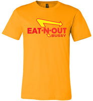 yellow gold eat-n-out bussy in-n-out burger unisex modern cut funny cute gay slang lgbtq gay queer trans transgender pride shirt tshirt