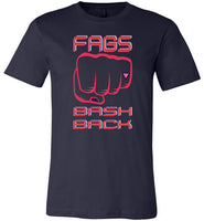 navy blue fags bash back fist modern cut funny cute gay slang lgbtq gay queer trans transgender pride shirt tshirt