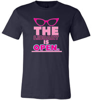 navy blue the library is open rupauls drag race modern cut funny cute gay slang lgbtq gay queer trans transgender pride shirt tshirt