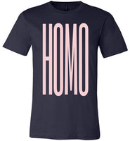 navy blue sexy slim modern cut homo big pink lettering funny cute gay slang lgbtq gay pride shirt tshirt