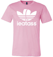 light pink i eat ass adidas logo modern cut funny cute gay slang lgbtq gay queer trans transgender pride shirt tshirt