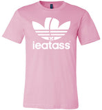 light pink i eat ass adidas logo modern cut funny cute gay slang lgbtq gay queer trans transgender pride shirt tshirt