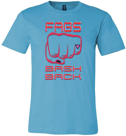 turquoise fags bash back fist modern cut funny cute gay slang lgbtq gay queer trans transgender pride shirt tshirt