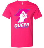 neon pink fuschia queer revolution fist modern cut funny cute gay slang lgbtq gay queer trans transgender pride shirt tshirt