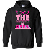 black the library is open glasses unisex funny cute gay slang lgbtq gay queer trans transgender pride hoodie sweatshirt shirt