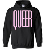 black queer big pink lettering funny cute gay slang lgbtq queer trans pride hoodie sweatshirt