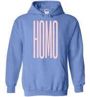 light blue homo big pink lettering funny cute gay slang lgbtq queer trans pride hoodie sweatshirt