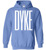 light blue cozy dyke big white lettering funny cute gay slang lgbtq gay queer lesbian pride hoodie sweatshirt