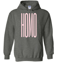 heather grey homo big pink lettering funny cute gay slang lgbtq queer trans pride hoodie sweatshirt