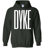 dark green cozy dyke big white lettering funny cute gay slang lgbtq gay queer lesbian pride hoodie sweatshirt