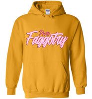 yellow gold pure faggotry script unisex funny cute gay slang lgbtq gay queer trans transgender pride hoodie sweatshirt shirt