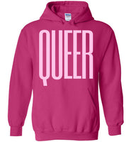 neon pink fuschia queer big pink lettering funny cute gay slang lgbtq queer trans pride hoodie sweatshirt