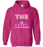 pink the library is open glasses unisex funny cute gay slang lgbtq gay queer trans transgender pride hoodie sweatshirt shirt