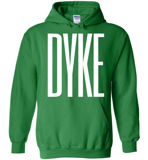 green  cozy dyke big white lettering funny cute gay slang lgbtq gay queer lesbian pride hoodie sweatshirt