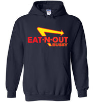 navy blue eat-n-out bussy in-n-out burger unisex modern cut funny cute gay slang lgbtq gay queer trans transgender pride hoodie sweatshirt