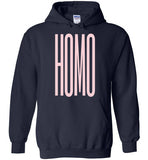 navy blue homo big pink lettering funny cute gay slang lgbtq queer trans pride hoodie sweatshirt