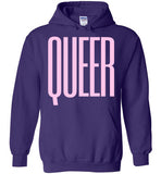 purple queer big pink lettering funny cute gay slang lgbtq queer trans pride hoodie sweatshirt