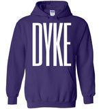 purple cozy dyke big white lettering funny cute gay slang lgbtq gay queer lesbian pride hoodie sweatshirt