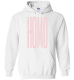 white homo big pink lettering funny cute gay slang lgbtq queer trans pride hoodie sweatshirt