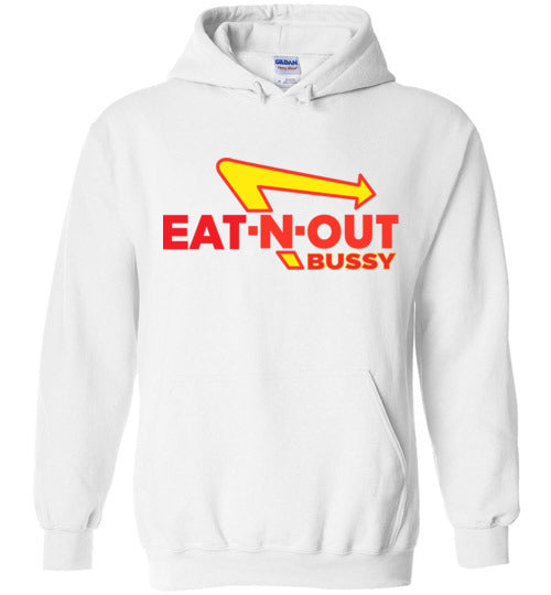 white eat-n-out bussy in-n-out burger unisex modern cut funny cute gay slang lgbtq gay queer trans transgender pride hoodie sweatshirt