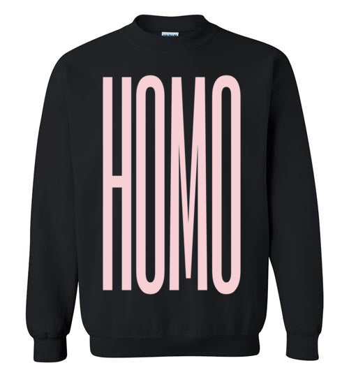 black homo big pink lettering funny cute gay slang lgbtq gay trans transgender pride sweatshirt shirt