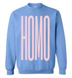 light blue homo big pink lettering funny cute gay slang lgbtq gay trans transgender pride sweatshirt shirt