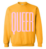 yellow gold queer big pink lettering funny cute sexy gay slang lgbtq gay trans transgender pride sweatshirt shirt