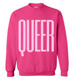 neon pink queer big pink lettering funny cute sexy gay slang lgbtq gay trans transgender pride sweatshirt shirt