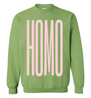 light green homo big pink lettering funny cute gay slang lgbtq gay trans transgender pride sweatshirt shirt