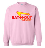 light pink eat-n-out bussy in-n-out burger unisex modern cut funny cute gay slang lgbtq gay queer trans transgender pride shirt sweatshirt