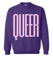 purple queer big pink lettering funny cute sexy gay slang lgbtq gay trans transgender pride sweatshirt shirt