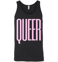 black sexy queer big pink lettering funny cute gay slang lgbtq gay trans transgender pride tank top shirt