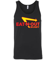 navy blue eat-n-out bussy in-n-out burger unisex modern cut funny cute gay slang lgbtq gay queer trans transgender pride tank top shirt