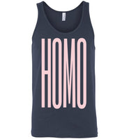 navy blue sexy homo big pink lettering funny cute gay slang lgbtq gay trans transgender pride tank top shirt