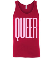 red sexy queer big pink lettering funny cute gay slang lgbtq gay trans transgender pride tank top shirt