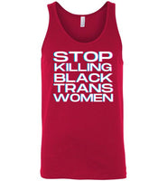 red sexy stop killing black trans women big white lettering funny cute gay slang lgbtq gay trans transgender pride tank top shirt