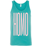 teal sexy homo big pink lettering funny cute gay slang lgbtq gay trans transgender pride tank top shirt