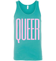 teal sexy queer big pink lettering funny cute gay slang lgbtq gay trans transgender pride tank top shirt