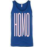 royal blue sexy homo big pink lettering funny cute gay slang lgbtq gay trans transgender pride tank top shirt