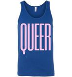 royal blue sexy queer big pink lettering funny cute gay slang lgbtq gay trans transgender pride tank top shirt