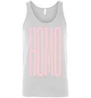 white sexy homo big pink lettering funny cute gay slang lgbtq gay trans transgender pride tank top shirt