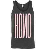 heather grey sexy homo big pink lettering funny cute gay slang lgbtq gay trans transgender pride tank top shirt