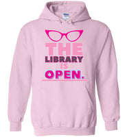 Light pink the library is open glasses  unisex funny cute gay slang lgbtq gay queer trans transgender pride hoodie sweatshirt shirt